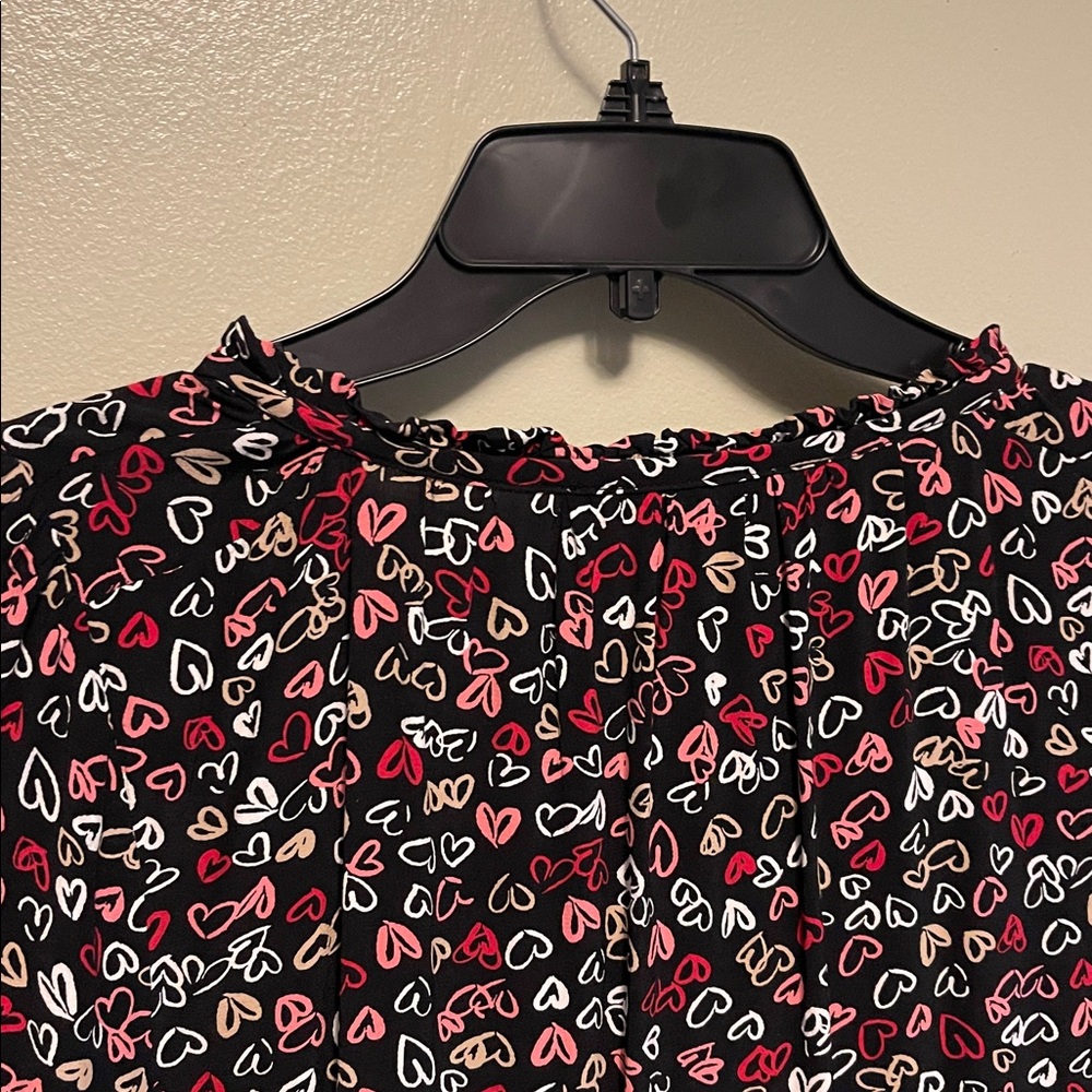 Flouncy Black Mini Dress with Red and White Valentine's Hearts. Loft Sz.M Party! - Picture 5 of 6